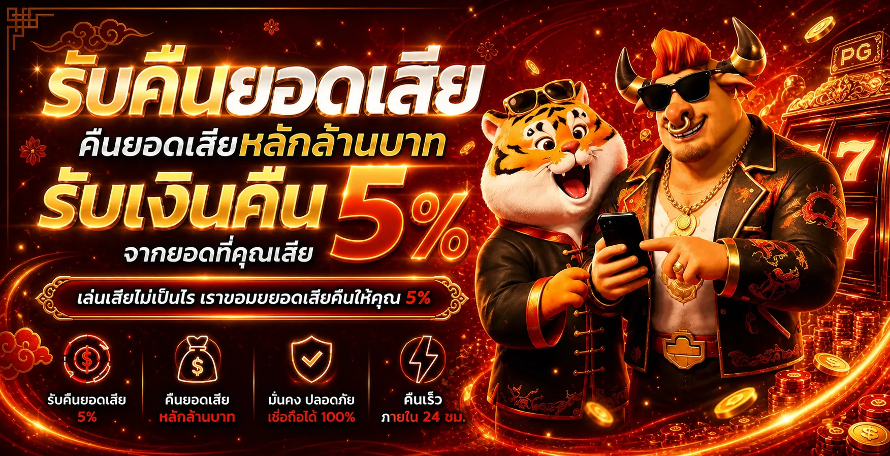 โปรคืนยอดเสีย NAGA GAMES 5% หลักล้านบาทภายใน 24 ชั่วโมง